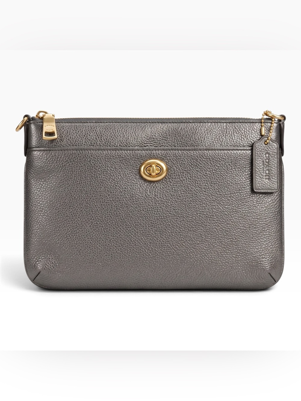 Coach Black Pebble Leather Wristlet with Gold Hardware